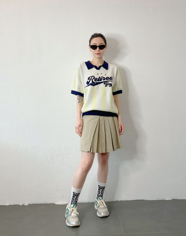 Beige Pleated Skirt #250318